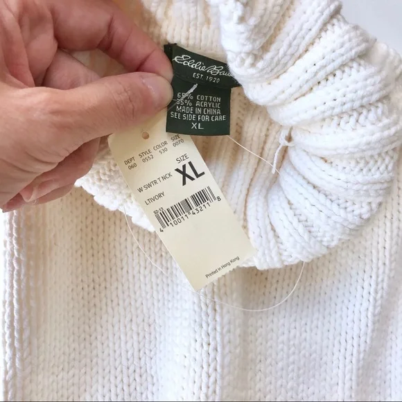 Eddie Bauer cream turtleneck chunky knit sweater - Picture 2 of 4